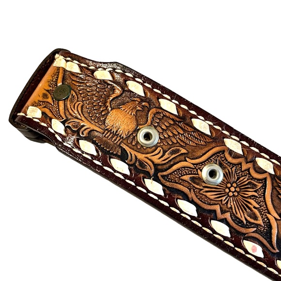 Vintage Brazos Joe Tooled Leather Belt with Thelma stamped on back - Picture 6 of 11
